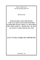 Đánh giá hiện trạng môi trường và đề xuất một số giải pháp giảm thiểu ô nhiễm môi trường trong các hoạt động phát triển kinh tế, thương mại, du lịch tại huyện Vân Đồn, tỉnh Quảng Ninh