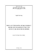 Pháp luật về bồi thường, hỗ trợ và tái định cư khi nhà nước thu hồi đất từ thực tiễn huyện củ chi, thành phố hồ chí minh