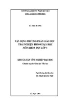 Khoá luận tốt nghiệp vận dụng phương pháp giáo dục trải nghiệm trong dạy học môn khoa học 4