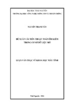 đề xuất cải tiến thuật toán tìm kiếm trong cơ sở dữ liệu mờ