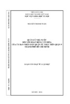 Quản lý nhà nước đối với hoạt động văn hóa của ủy ban nhân dân quận, từ thực tiễn quận 9, thành phố hồ chí minh