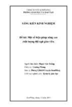 Sáng kiến kinh nghiệm một số biện pháp nâng cao chất lượng đội ngũ giáo viên