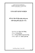 Sáng kiến kinh nghiệm một số biện pháp nâng cao chất lượng đội ngũ giáo viên