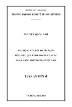 Tác động của rủi ro tín dụng đến hiệu quả kinh doanh của các ngân hàng thương mại việt nam