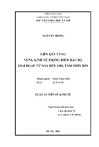 Liên kết vùng vùng kinh tế trọng điểm bắc bộ giai đoạn từ nay đến 2020, tầm nhìn 2030