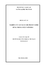 Luận văn Nghiên cứu sản xuất chế phẩm vi sinh dùng trong chăn nuôi heo