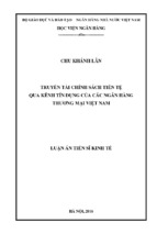 Truyền tải chính sách tiền tệ qua kênh tín dụng của các ngân hàng thương mại việt nam