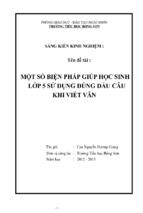 Skkn một số biện pháp giúp học sinh lớp 5 sử dụng đúng dấu câu khi viết văn