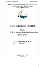 Skkn một số phương pháp giải phương trình nghiệm nguyên