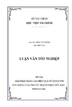 Giải pháp nâng cao hiệu quả sử dụng vốn lưu động của công ty trách nhiện hữu hạn phong nam