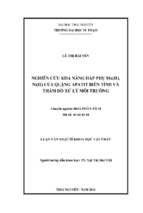 Nghiên cứu khả năng hấp phụ mn(ii), ni(ii) của quặng apatit biến tính và thăm dò xử lý môi trường