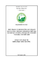 Hiện trạng và định hướng quy hoạch quản lý rác thải rắn sinh hoạt trên địa bàn huyệ n vân đồn, tỉnh quảng ninh đến năm 2020, t ầm nhìn 2030