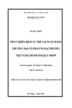 PHÁT TRIỂN DỊCH VỤ THẺ TẠI NGÂN HÀNG  THƯƠNG MẠI CỔ PHẦN NGOẠI THƯƠNG VIỆT NAM CHI NHÁNH QUY NHƠN