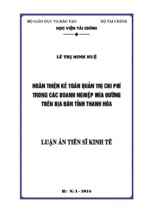 HOÀN THIỆN KẾ TOÁN QUẢN TRỊ CHI PHÍ TRONG CÁC DOANH NGHIỆP MÍA ĐƯỜNG TỈNH THANH HÓA