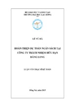 HOÀN THIỆN DỰ TOÁN NGÂN SÁCH TẠI CÔNG TY TRÁCH NHIỆM HỮU HẠN  ĐĂNG LONG