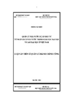 QUẢN LÍ NHÀ NƯỚC DỰ ÁN ĐẦU TƯ TỪ NGÂN SÁCH NHÀ NƯỚC TRONG GIÁO DỤC ĐẠI HỌC VÀ SAU ĐẠI HỌC Ở VIỆT NAM