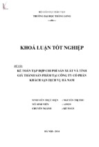 Kế toán tập hợp chi phí sản xuất và tính giá thành sản phẩm tại công ty cổ phần khách sạn dịch vụ hà nam