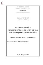 Chế độ dinh dưỡng và tập luyện thể thao cho người bệnh đái tháo đường tuýp 2