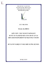 Kiến thức, thực hành về kiểm soát huyết áp của bệnh nhân tăng huyết áp tại khoa khám bệnh, bệnh viện bạch mai