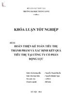 Hoàn thiện kế toán tiêu thụ thành phẩm và xác định kết quả tiêu thụ tại công ty cổ phần động lực