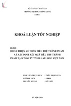 Hoàn thiện kế toán tiêu thụ thành phẩm và xác định kết quả tiêu thụ thành phẩm tại công ty tnhh hải long việt nam