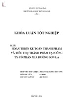 Hoàn thiện kế toán thành phẩm và tiêu thụ thành phẩm tại công ty cổ phần mía đường sơn la