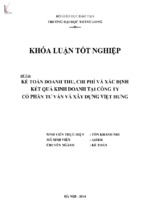 Kế toán doanh thu chi phí và xác định kết quả kinh doanh tại công ty cổ phần tư vấn và xây dựng việt hưng