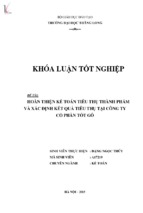 Hoàn thiện kế toán tiêu thụ thành phẩm và xác định kết quả tiêu thụ tại công ty cổ phần tốt gỗ