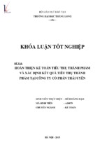 Hoàn thiện kế toán tiêu thụ thành phẩm và xác định kết quả tiêu thụ thành phẩm tại công ty cổ phần thái uyên