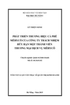 Phát triển thương hiệu cà phê mêhycô của công ty trách nhiệm hữu hạn một thành viên thương mại dịch vụ mêhycô