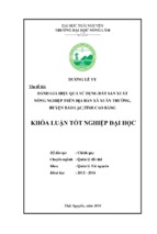 đánh giá hiệu quả sử dụng đất sản xuất nông nghiệp trên địa bàn xã xuân trường   huyện bảo lạc   tỉnh cao bằng