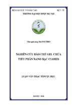 Nghiên cứu bào chế gel chứa tiểu phân nano bạc clorid