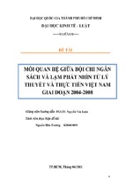 MỐI QUAN HỆ GIỮA BỘI CHI NGÂN SÁCH VÀ LẠM PHÁT NHÌN TỪ LÝ THUYẾT VÀ THỰC TIỄN VIỆT NAM GIAI ĐOẠN 2004-2008