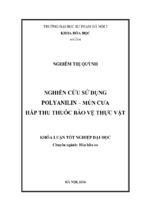 Nghiên cứu sử dụng polyanilin – mùn cưa hấp thu thuốc bảo vệ thực vật