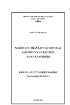 Nghiên cứu phân lập các hợp chất saponin từ cây râu hùm (tacca hantrieri)