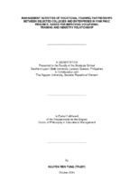 Management activities of vocational training partnerships between selected colleges and enterprises in vinh phuc province bases for improving vocatinal training and industry relationship