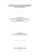 Correlates of postering pedagogical competence for teachers in the colleges of economic at thai nguyen province