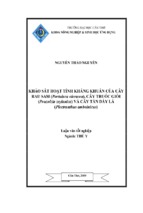 Khảo sát hoạt tính kháng khuẩn củacây rau sam (portulaca oleracea), cây thuốc giòi (pouzolzia zeylanica) và cây tần dầy lá (plectranthus amboinicus)