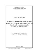Nghiên cứu một số đặc điểm dịch tễ bệnh cầu trùng do eimeria spp. gây ra ở thỏ nuôi tại thái nguyên và biện pháp phòng trị