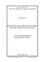 đánh giá thực hiện chính sách giảm nghèo tại huyện võ nhai, tỉnh thái nguyên