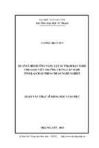 Quản lý bồi dưỡng năng lực sư phạm dạy nghề cho giáo viên trường trung cấp nghề tỉnh lai châu theo chuẩn nghề nghiệp