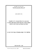 Nghiên cứu ảnh hưởng của mật độ và phân bón đến sinh trưởng, phát triển giống ngô vs36 tại tỉnh lai châu