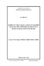 Nghiên cứu thực trạng và đề xuất giải pháp xây dựng nông thôn mới tại một số xã ở huyện na hang, tỉnh tuyên quang