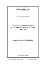 Mạng lưới chợ nông thôn ở huyện bình liêu, tỉnh quảng ninh (1986   2014)
