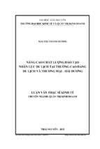 Nâng cao chất lượng đào tạo nhân lực du lịch tại trường cao đẳng du lịch và thương mại hải dương