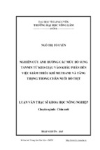 Nghiên cứu ảnh hưởng của các mức bổ sung tannin từ keo giậu vào khẩu phần đến việc giảm thiểu khí methane và cho tăng trọng trong chăn nuôi bò thịt