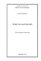 Về một vài loại số đặc biệt
