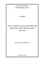Cuộc vận động xây dựng nông thôn mới huyện nông cống, tỉnh thanh hóa (2009 2013)