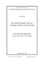 Phát triển nuôi trồng thủy sản tại huyện vân đồn, tỉnh quảng ninh