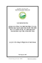 đánh giá công tác bồi thường và giải phóng mặt bằng khi nhà nước thu hồi đất của một số dự án trên địa bàn thành phố việt trì, tỉnh phú thọ